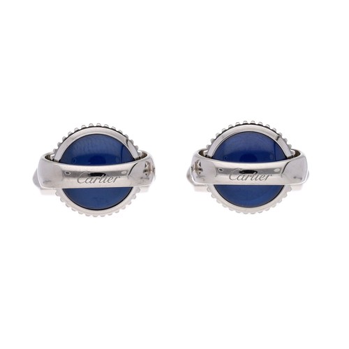 31 - Cartier Ballon Bleu silver and blue spinel cufflinks, signed and numbered 1221xx, 17mm x 14mm, 19.1g... 