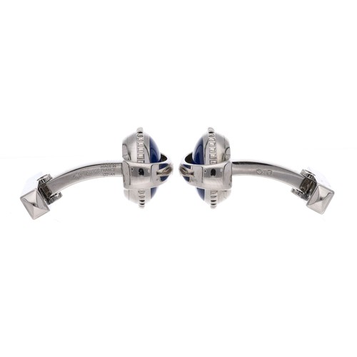 31 - Cartier Ballon Bleu silver and blue spinel cufflinks, signed and numbered 1221xx, 17mm x 14mm, 19.1g... 
