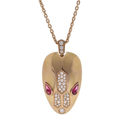 33 - Bvlgari Rubilite Serpenti 18ct rose gold pendant on necklace, the ruby and diamond set pendant, 38mm... 