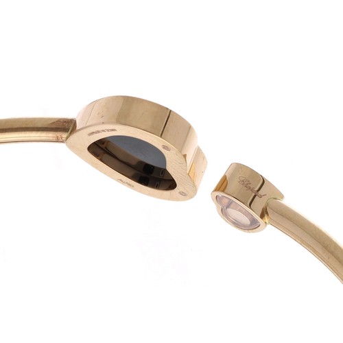 45 - Chopard Happy Hearts 18ct rose gold black onyx and diamond bangle and earring set, the bangle with f... 