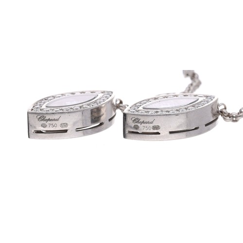 46 - Chopard Happy Diamonds 18ct white gold diamond drop earrings, reference 84/4661-20, with floating di... 