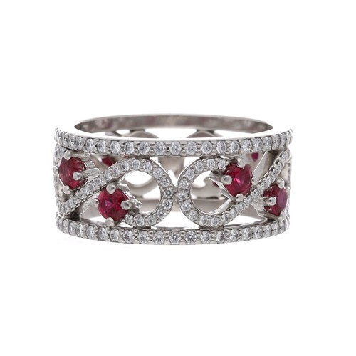 39 - Tiffany & Co. Enchant Collection platinum ruby and diamond ring, width 9mm, 11.1gm, ring size L... 