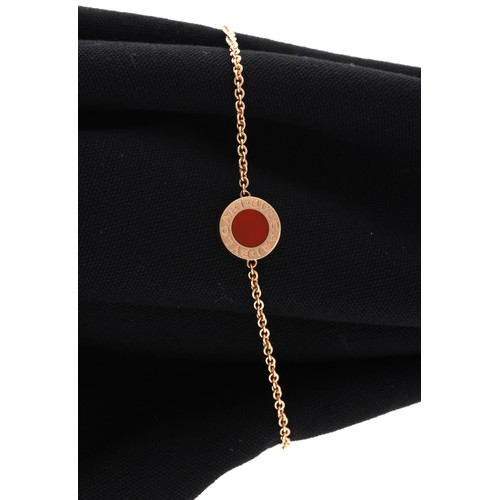 35 - Bvlgari 18ct rose gold mother of pearl and carnelian set bracelet, signed and numbered S5EFxx, 6.7gm... 