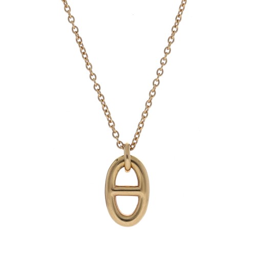 58 - Hermes Paris Farandole 18ct rose gold pendant on necklace, the pendant 14mm x 9mm, upon a slender ch... 