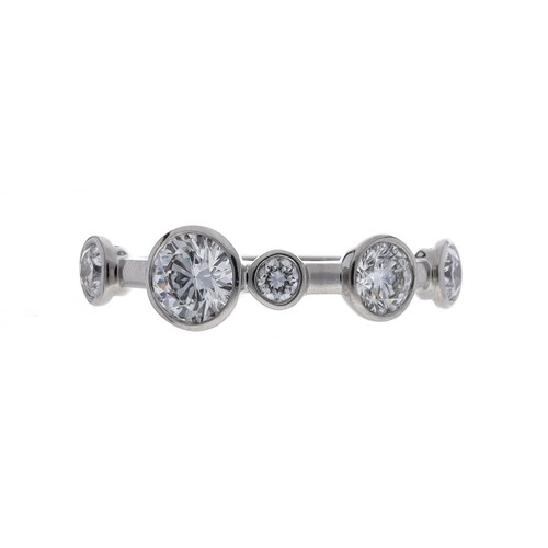 Boodles Raindance half hoop platinum diamond five stone ring, 1.02ct approx in total, round brilliant-cuts, signed, width 6mm, 3.7gm, ring size M