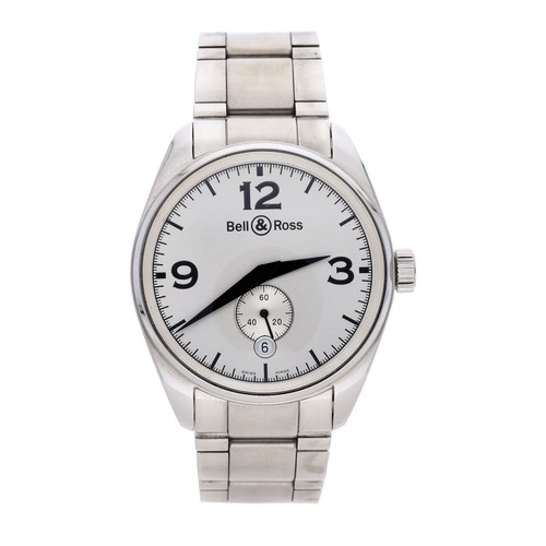 15 - Bell & Ross Vintage 123 automatic stainless steel gentleman's wristwatch, silvered dial with Ara... 