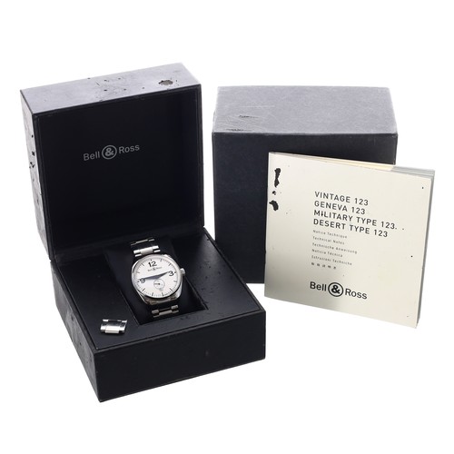 15 - Bell & Ross Vintage 123 automatic stainless steel gentleman's wristwatch, silvered dial with Ara... 