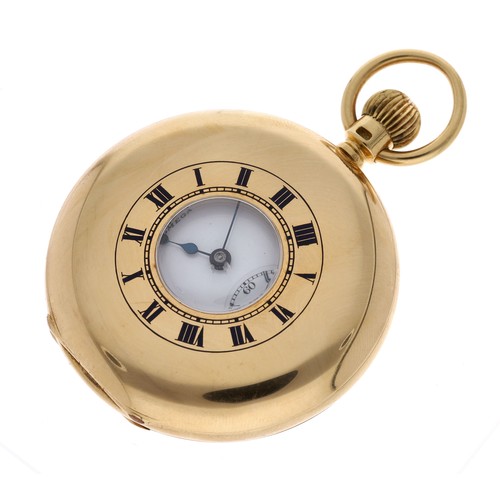 16 - Omega 18ct lever half hunter pocket watch, London 1919, signed gilt frosted movement, no. 4166860, w... 