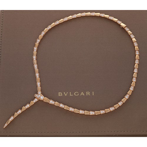 97 - Fine Bvlgari Serpenti Viper 18ct rose gold necklace with demi pavé diamonds, Y4FPZN, 4.41ct in total... 