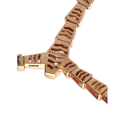 97 - Fine Bvlgari Serpenti Viper 18ct rose gold necklace with demi pavé diamonds, Y4FPZN, 4.41ct in total... 