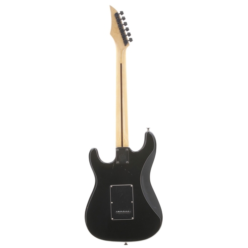 872 - 1980s Hondo H760, made in Korea; Body: black finish; Neck: maple; Fretboard: maple; Frets: good; Ele... 