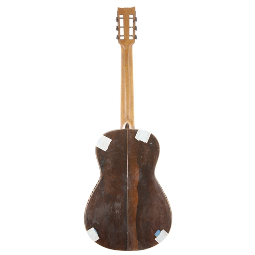 2423 - Antique Valencian guitar in need of restoration, labelled Francisco Pau Y Lisart Valencia... 