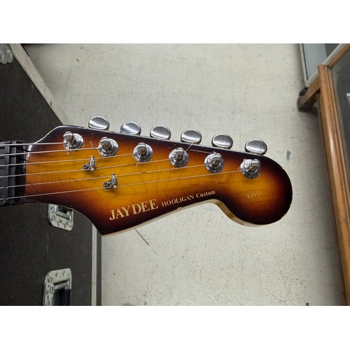 358 - Mark Griffiths - 1980s Jaydee Hooligan Custom electric guitar, made in England; Body: three-tone sun... 