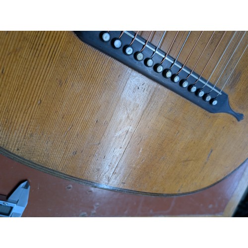 2404 - 19th century Austrian double neck harp guitar by and labelled Ludwig Reisinger, also bearing an Anto... 