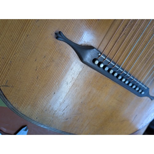 2404 - 19th century Austrian double neck harp guitar by and labelled Ludwig Reisinger, also bearing an Anto... 