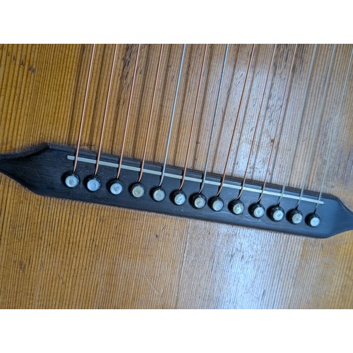 2404 - 19th century Austrian double neck harp guitar by and labelled Ludwig Reisinger, also bearing an Anto... 