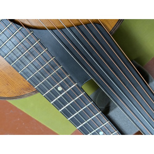 2404 - 19th century Austrian double neck harp guitar by and labelled Ludwig Reisinger, also bearing an Anto... 