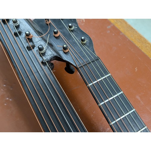 2404 - 19th century Austrian double neck harp guitar by and labelled Ludwig Reisinger, also bearing an Anto... 