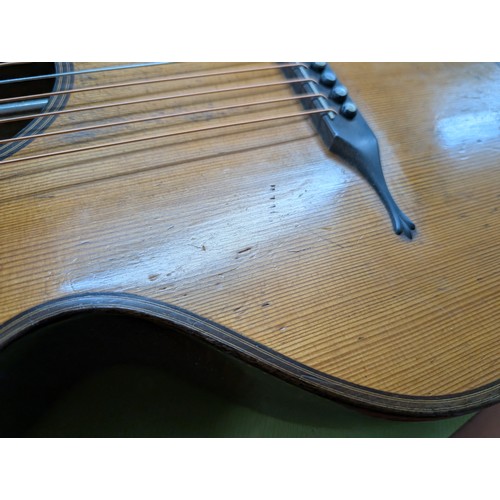 2404 - 19th century Austrian double neck harp guitar by and labelled Ludwig Reisinger, also bearing an Anto... 