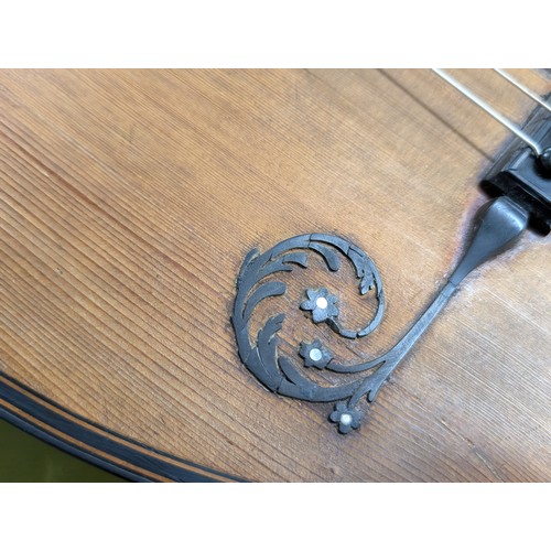 2405 - 19th century French lyre guitar, by and labelled Pons, Luthier A. Grenoble...1810, with symmetrical ... 