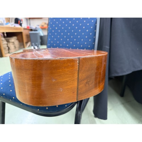2437 - Interesting 19th century small bodied guitar labelled José Linares...; Back and sides: mahogany, lar... 