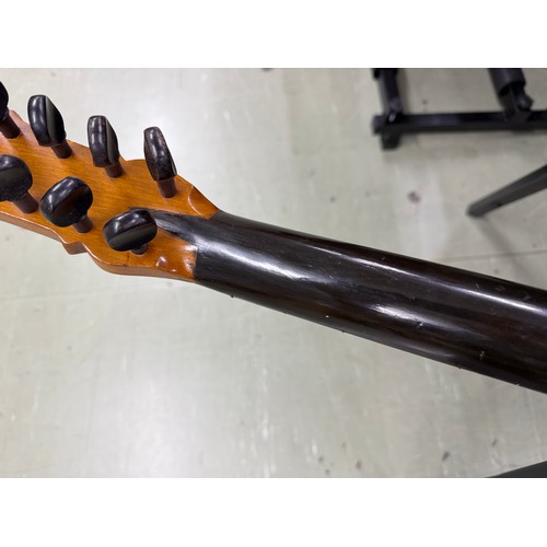 2437 - Interesting 19th century small bodied guitar labelled José Linares...; Back and sides: mahogany, lar... 