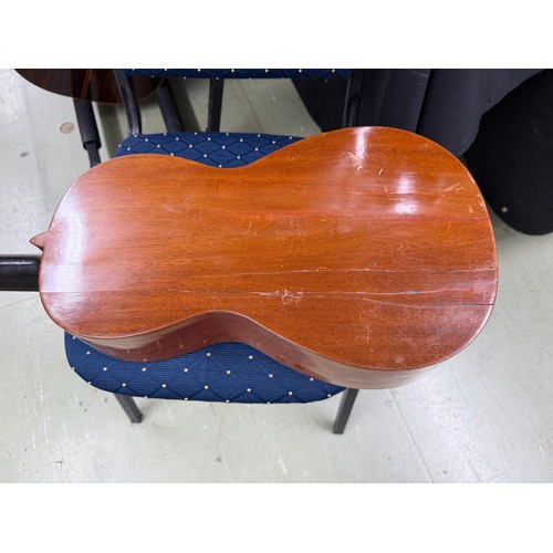 2437 - Interesting 19th century small bodied guitar labelled José Linares...; Back and sides: mahogany, lar... 