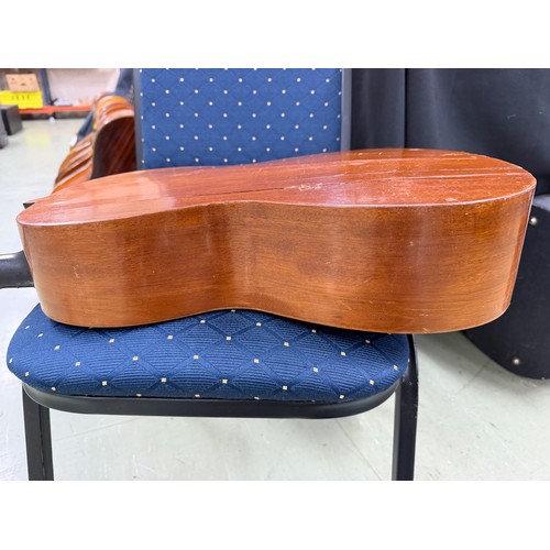 2437 - Interesting 19th century small bodied guitar labelled José Linares...; Back and sides: mahogany, lar... 