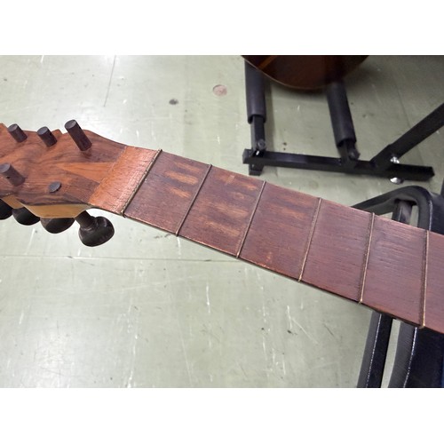 2437 - Interesting 19th century small bodied guitar labelled José Linares...; Back and sides: mahogany, lar... 