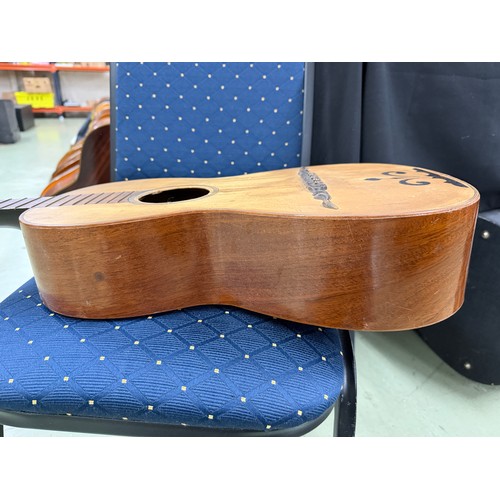 2437 - Interesting 19th century small bodied guitar labelled José Linares...; Back and sides: mahogany, lar... 