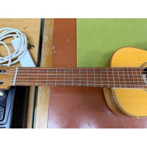 2426 - Roca Valencia small bodied nylon string guitar, made in Spain; some restorative work required; soft ... 