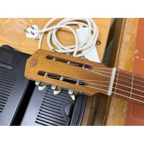 2426 - Roca Valencia small bodied nylon string guitar, made in Spain; some restorative work required; soft ... 