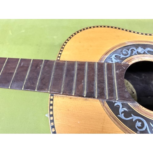 2423 - Antique Valencian guitar in need of restoration, labelled Francisco Pau Y Lisart Valencia... 