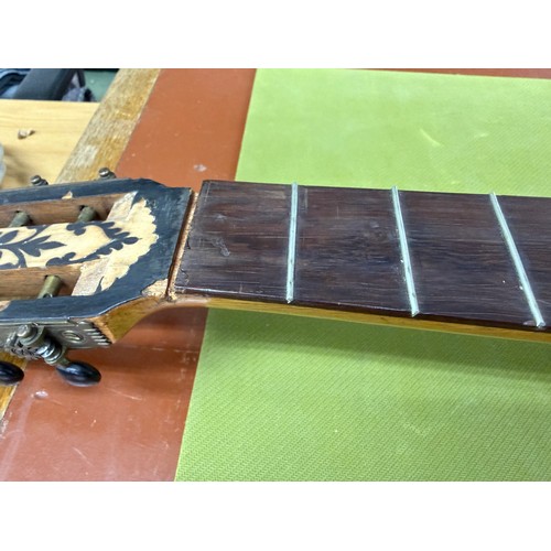 2423 - Antique Valencian guitar in need of restoration, labelled Francisco Pau Y Lisart Valencia... 