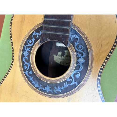 2423 - Antique Valencian guitar in need of restoration, labelled Francisco Pau Y Lisart Valencia... 