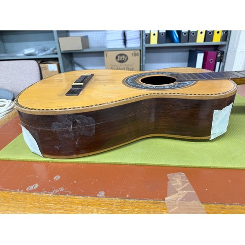 2423 - Antique Valencian guitar in need of restoration, labelled Francisco Pau Y Lisart Valencia... 