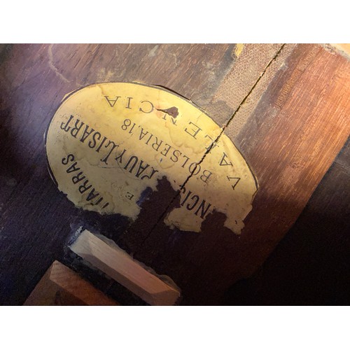 2423 - Antique Valencian guitar in need of restoration, labelled Francisco Pau Y Lisart Valencia... 