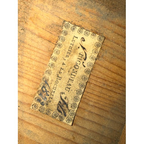 2413 - Early 19th century Mirecourt guitar, labelled N. Rigondeau, 1822; Back and sides: maple, refinished;... 