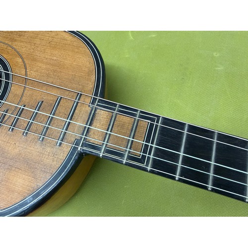2413 - Early 19th century Mirecourt guitar, labelled N. Rigondeau, 1822; Back and sides: maple, refinished;... 