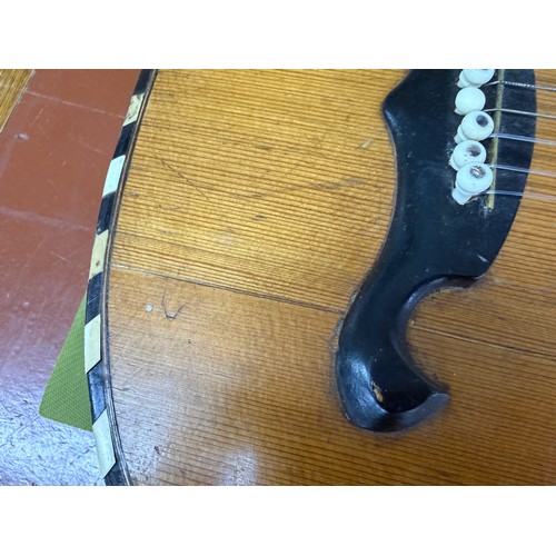 2410 - Interesting 19th century German seven string Wappen style guitar; Back and sides: dark stained maple... 