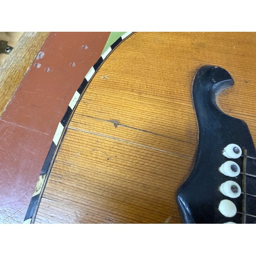 2410 - Interesting 19th century German seven string Wappen style guitar; Back and sides: dark stained maple... 