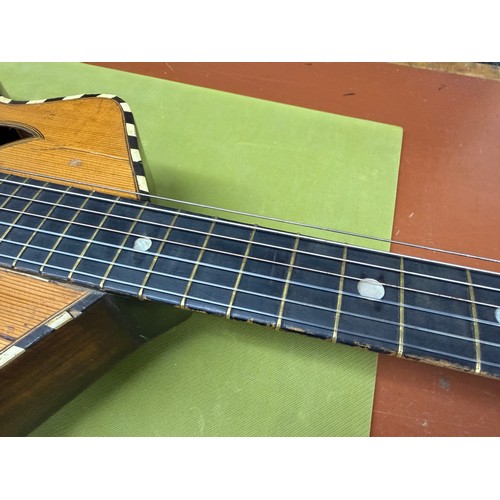 2410 - Interesting 19th century German seven string Wappen style guitar; Back and sides: dark stained maple... 