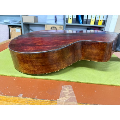 2410 - Interesting 19th century German seven string Wappen style guitar; Back and sides: dark stained maple... 