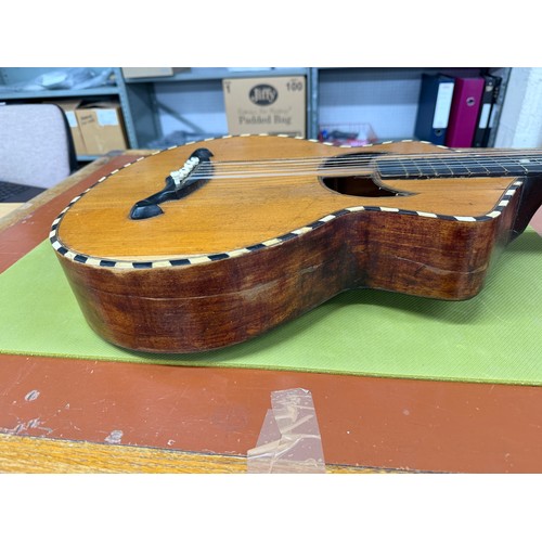 2410 - Interesting 19th century German seven string Wappen style guitar; Back and sides: dark stained maple... 
