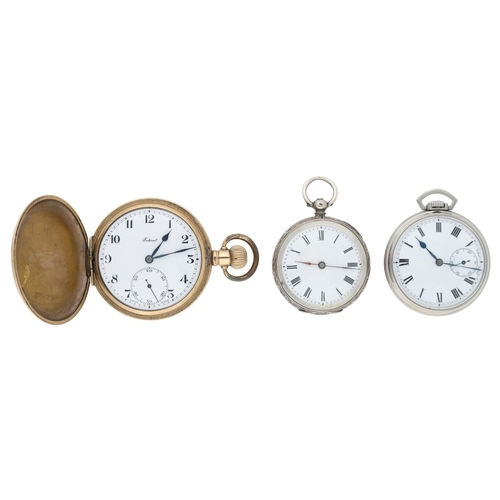 Swiss gold plated lever hunter pocket watch, 15 jewel movement, hinged ...