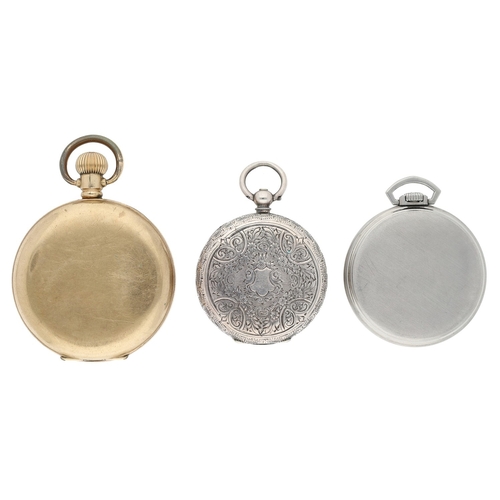 Swiss gold plated lever hunter pocket watch, 15 jewel movement, hinged ...