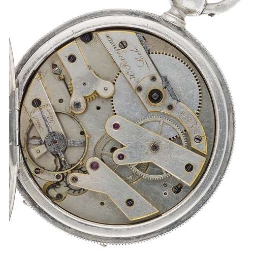 Hi. Perregaux, Locle - Interesting silver 'dual time zone' polychrome ...