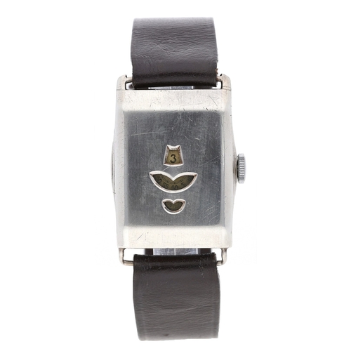 Vintage silver ‘Jump Hour’ rectangular digital gentleman's wristwatch ...