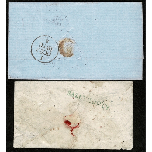 86 - 1856 two covers with 1d reds tied by English-type MALLOW/321 