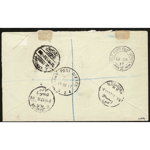 30 - 1917 British Army P.O. at Ismailia, registered cover to Alexandria, sent free of letter postage (wit... 